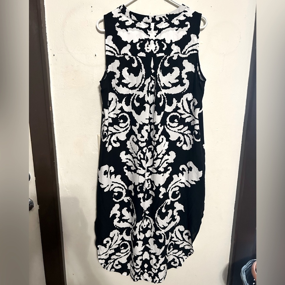Alex & Lili / Sleeveless High Low Tunic Dress Black and White Pattern size Large - Picture 4 of 5